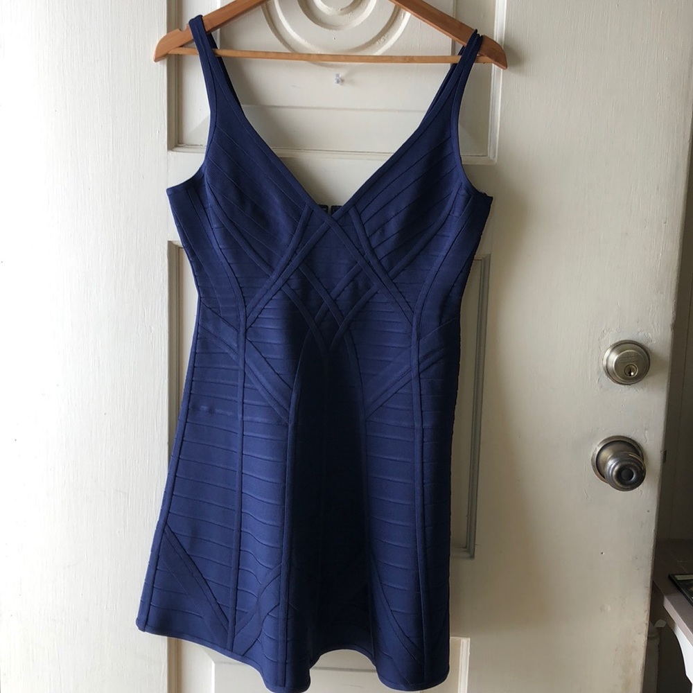 Herve leger large navy bandage dress